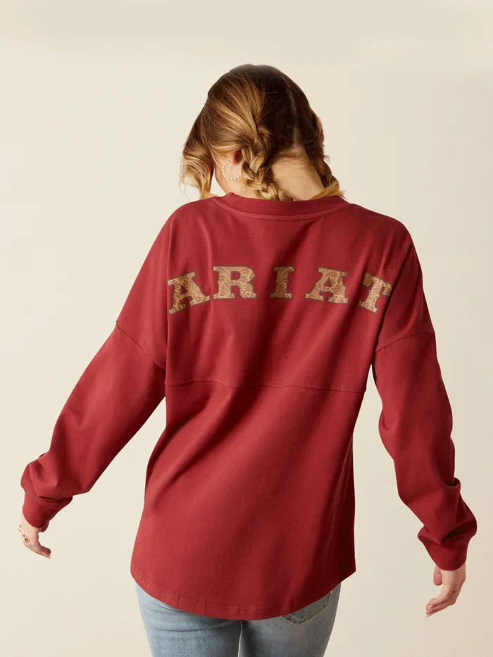 Ariat 10053891 Womens Tooled Logo Oversized Tee Burnt Russet