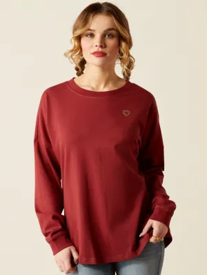 Ariat 10053891 Womens Tooled Logo Oversized Tee Burnt Russet