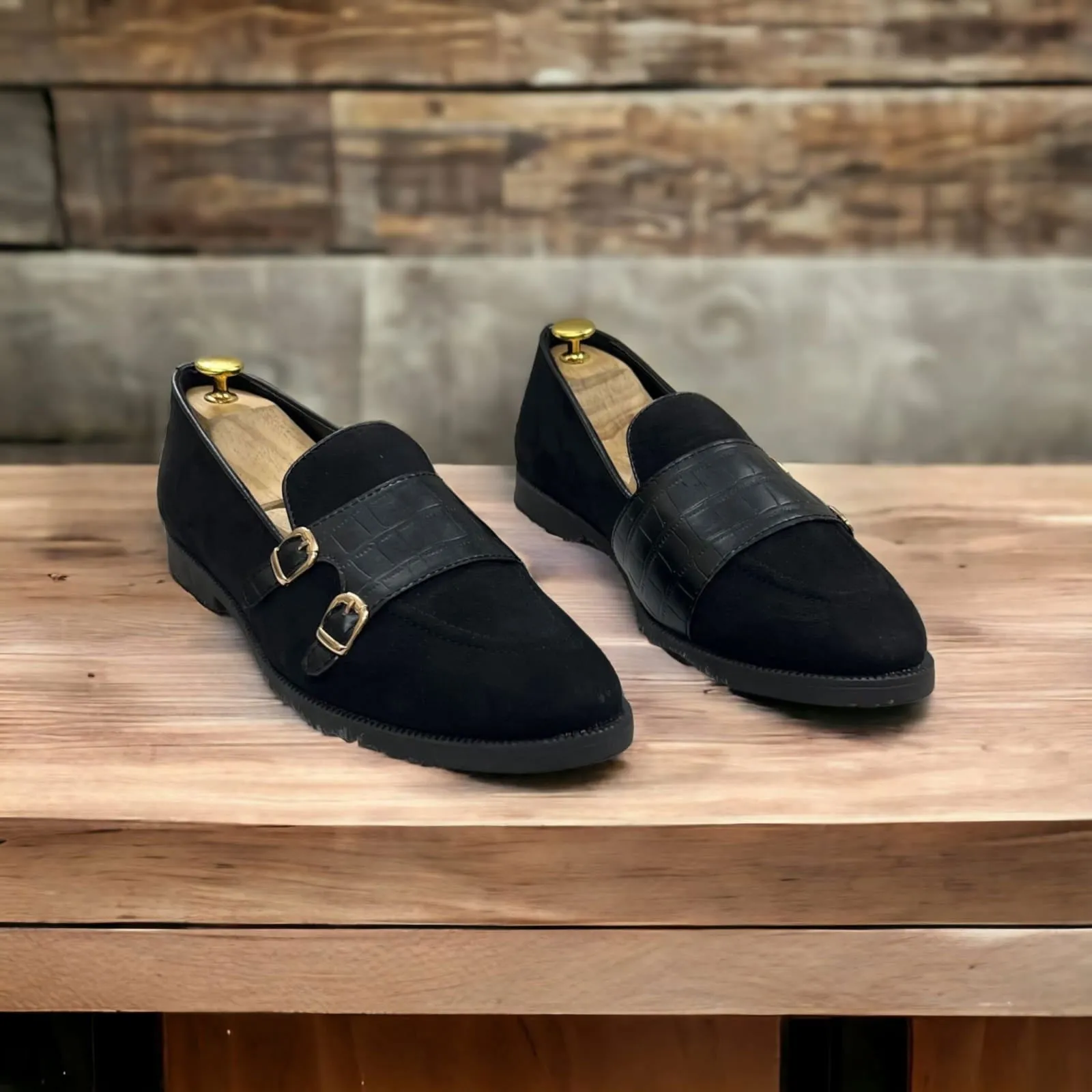 Double Monk Suede Shoes For Men