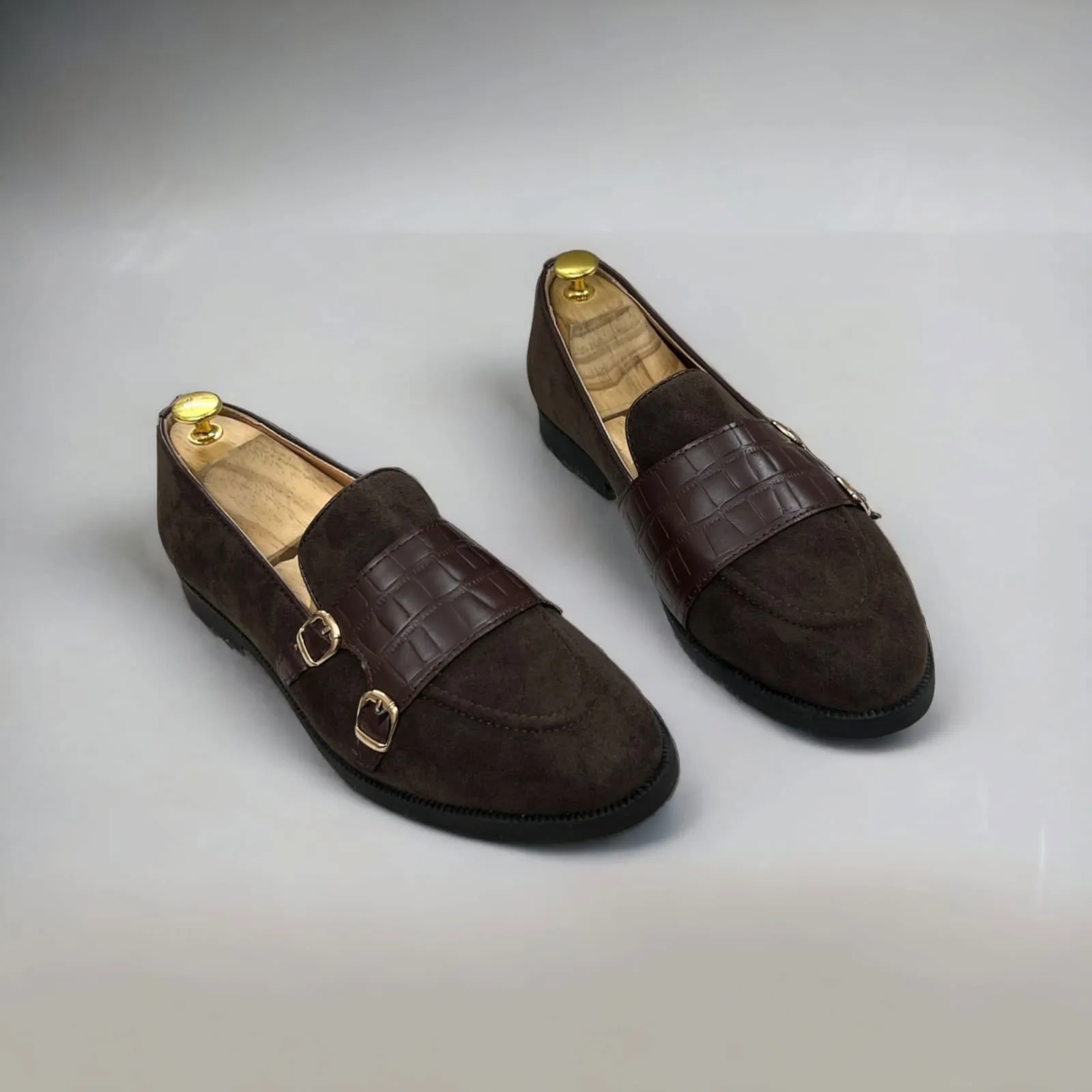 Double Monk Suede Shoes For Men