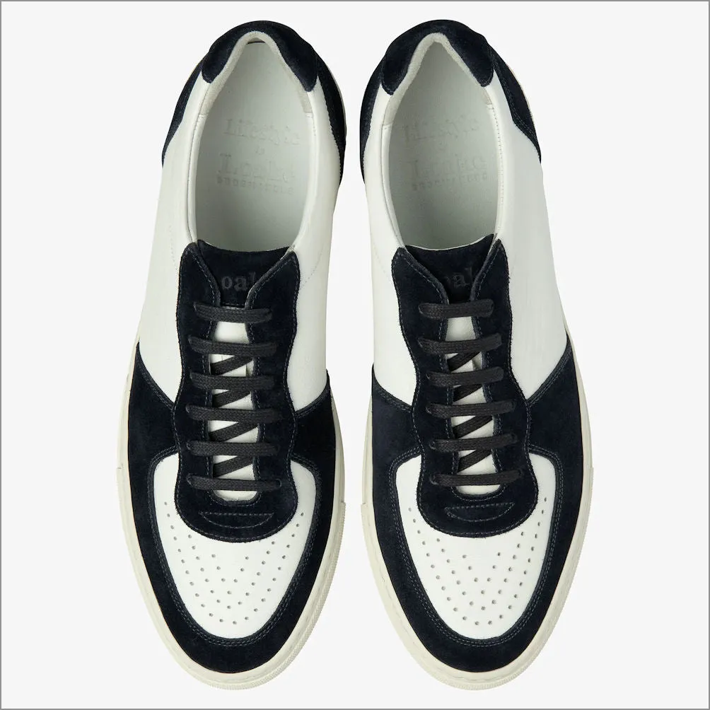 Loake Rush White and Navy Suede Trainer@