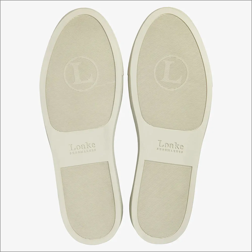 Loake Rush White and Navy Suede Trainer@