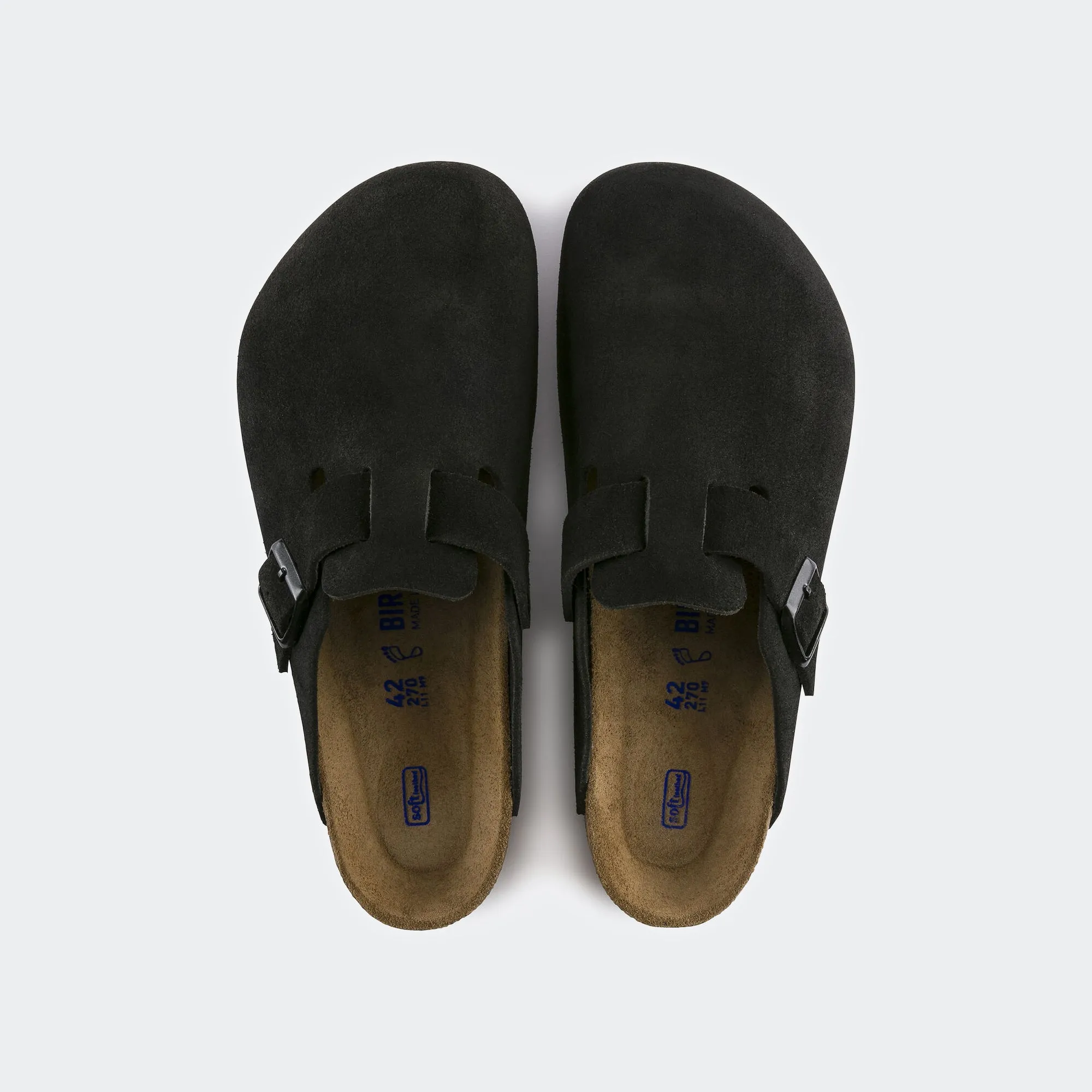 Men's BIRKENSTOCK Boston Soft Footbed Suede Leather Black