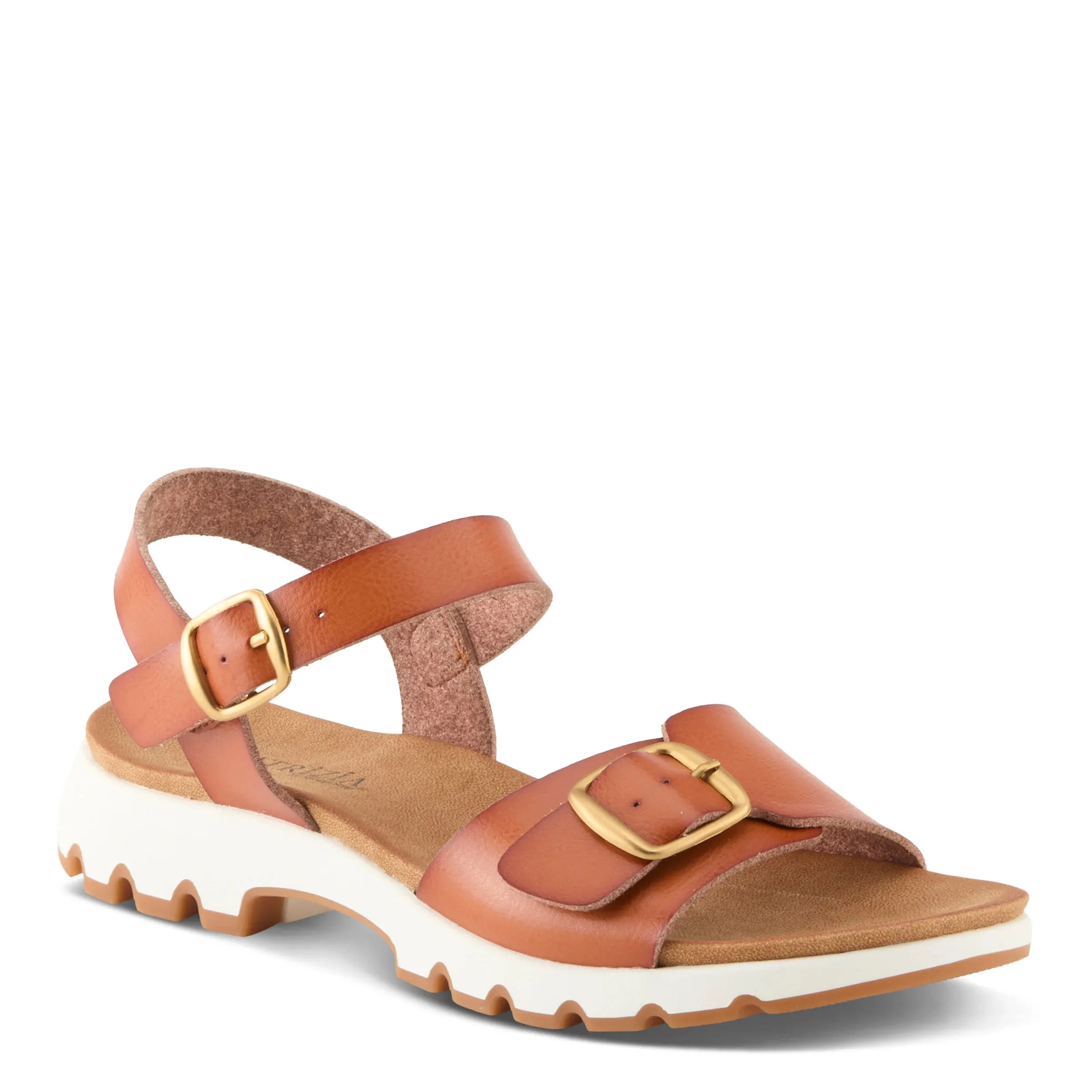Patrizia by Spring Step Women's Bunch Ankle Strap Sandal - Cognac