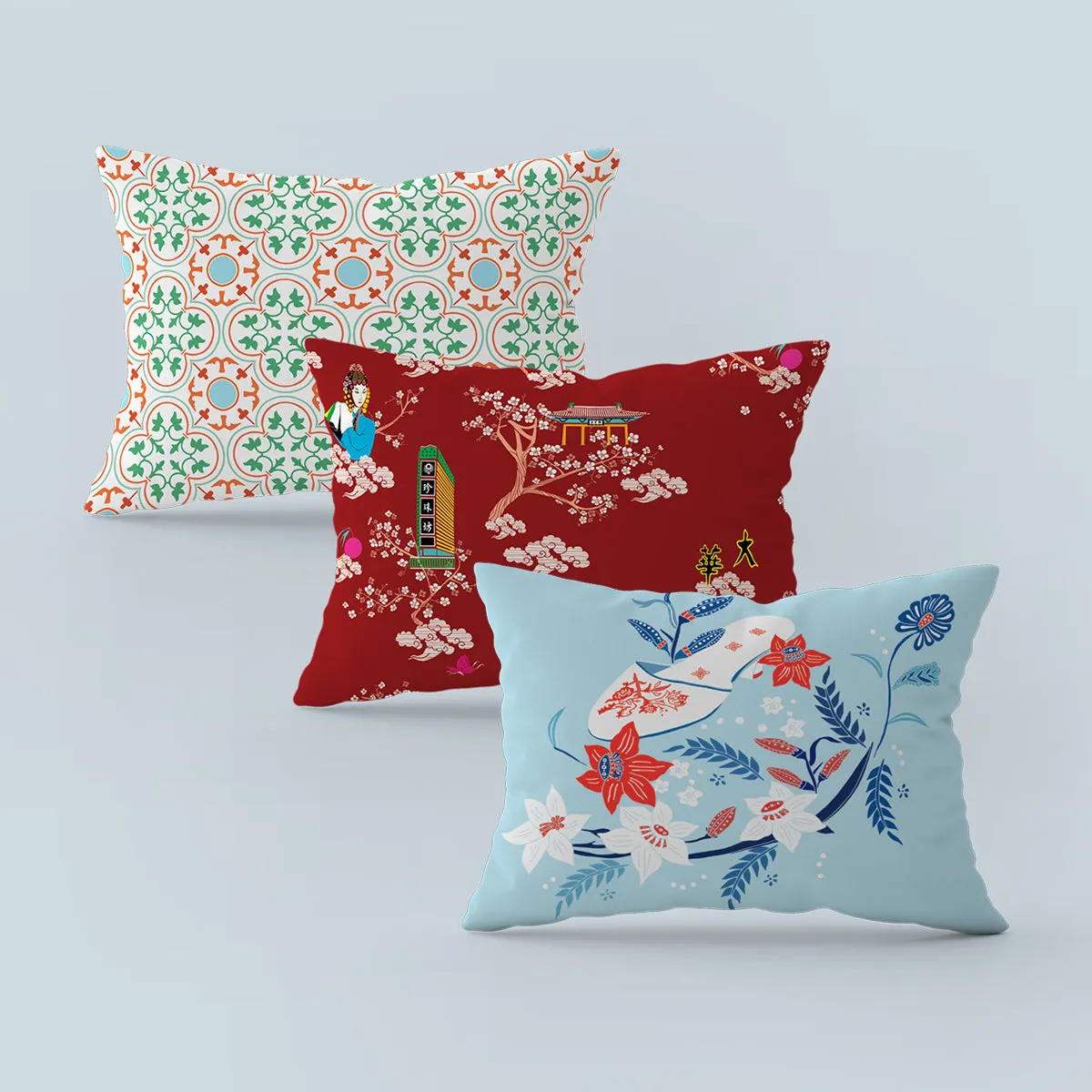 ‘PERANAKAN SHOES’ Velvet Cushion Cover