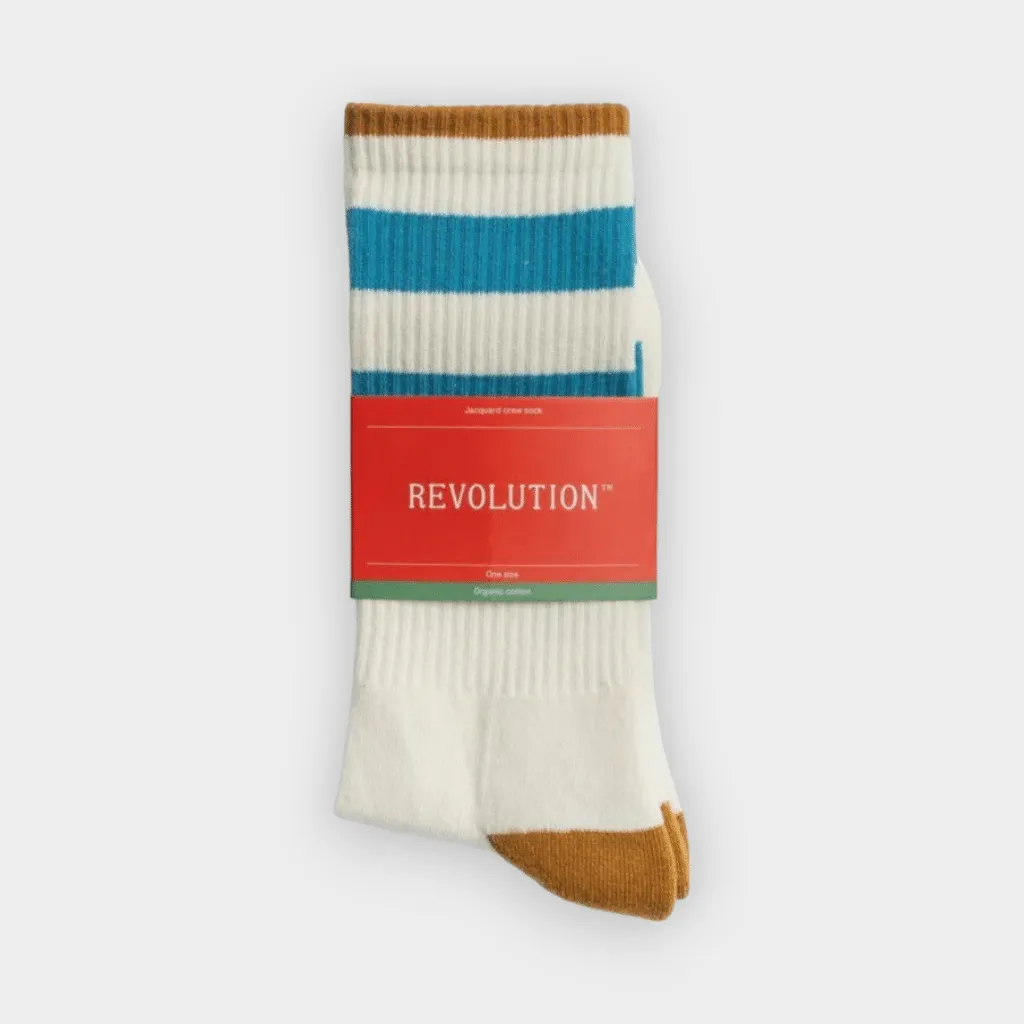 REVOLUTION | 8907 Jaquard Crew Socks | White