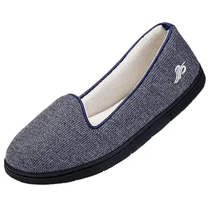 Wishcotton Womens Cozy Light House Slippers, Memory Foam House Shoes with Closed Back, Non slip Rubber Sole Indoor Outdoor, Navy, 8 M US